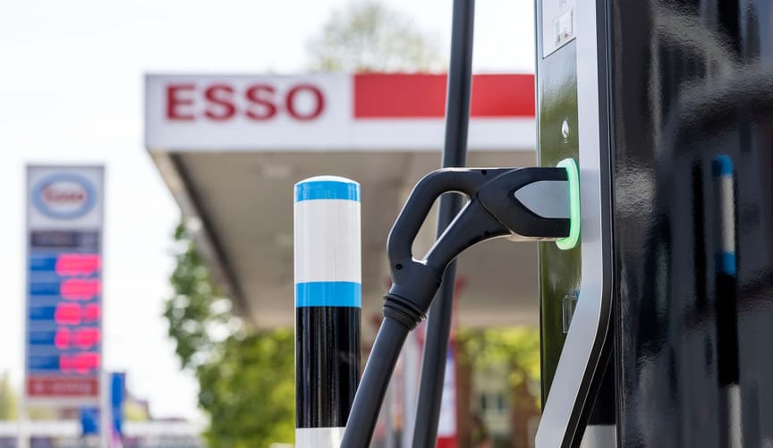 ADS-TEC fast EV charger at an Esso station in Stuttgart, Germany