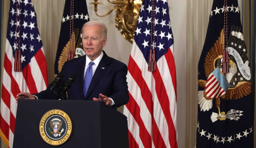 President Joe Biden at a podium