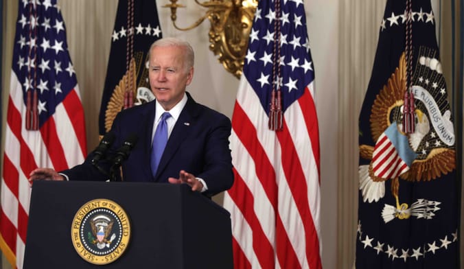 President Joe Biden at a podium