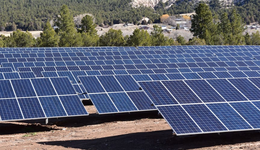 solar arrays in an open landscape