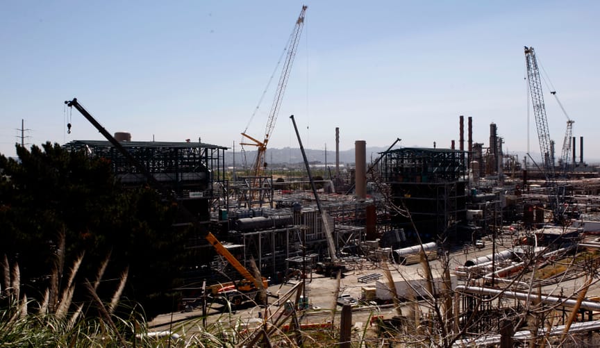A large partially finished construction site at an industrial facility