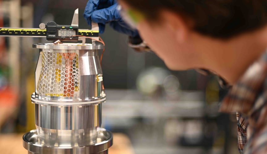 Close-up shot of Avalanche engineer working on the company's small fusion reactor