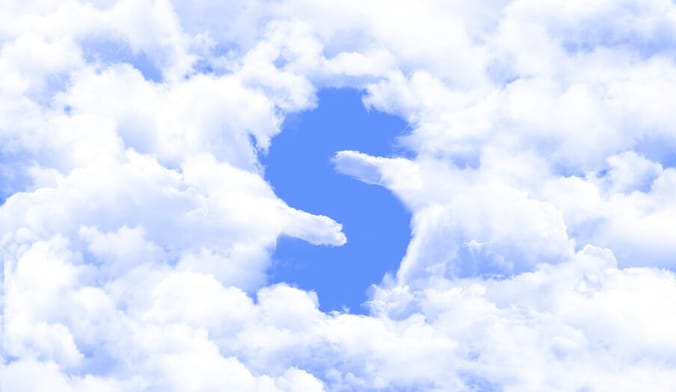 An illustration showing a dollar sign in the middle of a cloudy sky