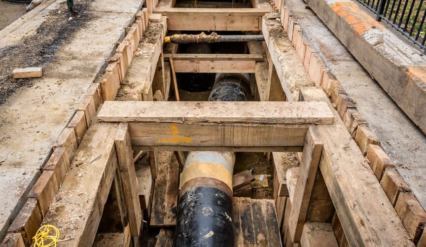 Pipeline being installed in a city street
