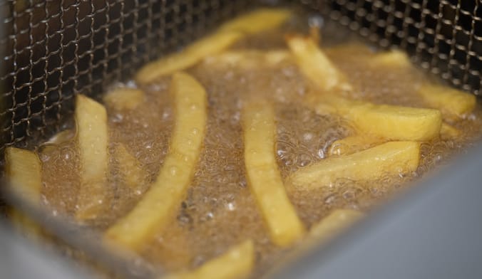 french fries fry in a vat of grease