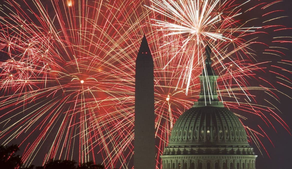 fireworks over Capitol building