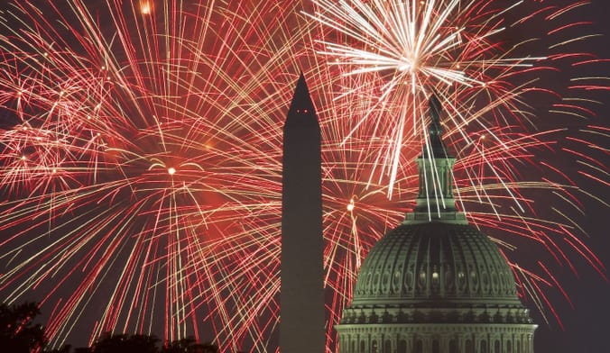 fireworks over Capitol building