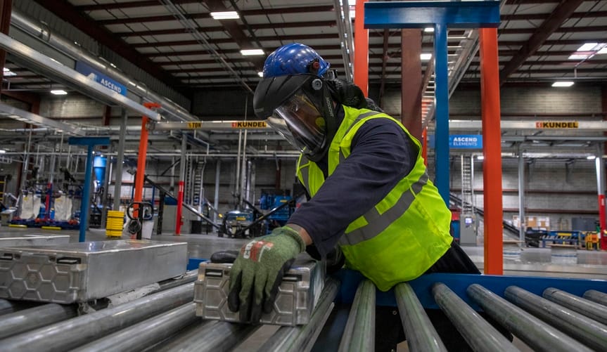person at work in factory