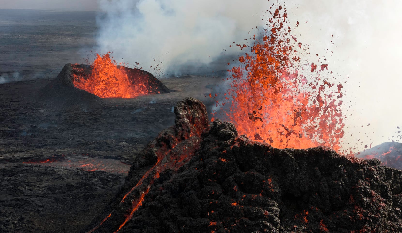 lava flowing from volcano