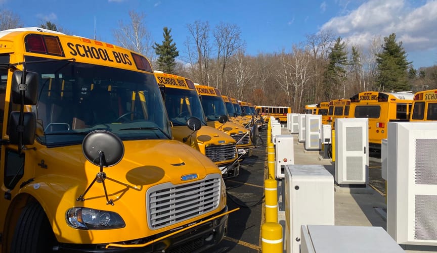Highland Electric Fleets electric school bus charging depot in Montgomery County, Maryland