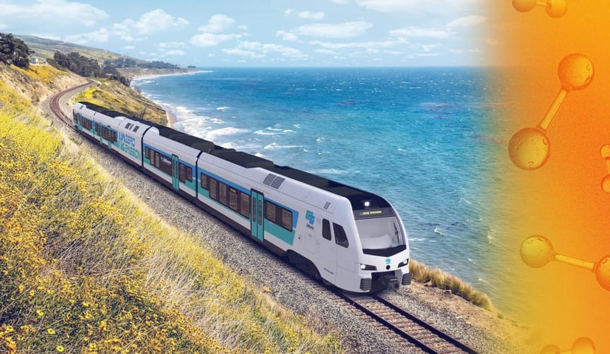 train along coastline