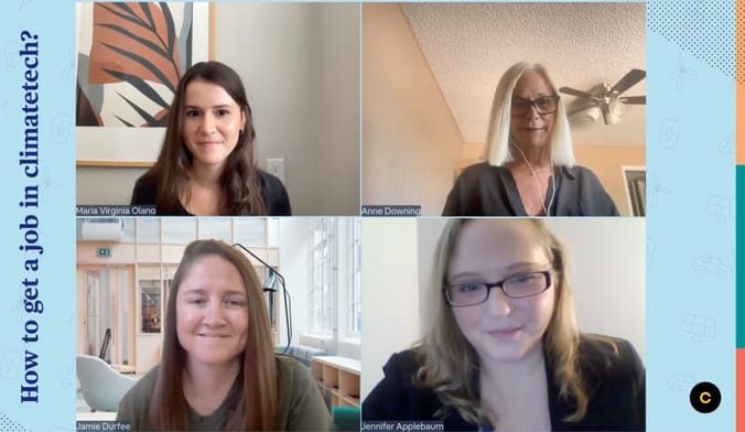 A screengrab of a video chat among four women