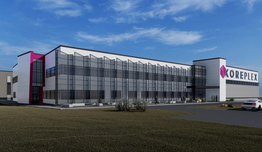 An artist’s rendering of KORE Power’s planned lithium-ion battery cell ‘gigafactory’ in Arizona.