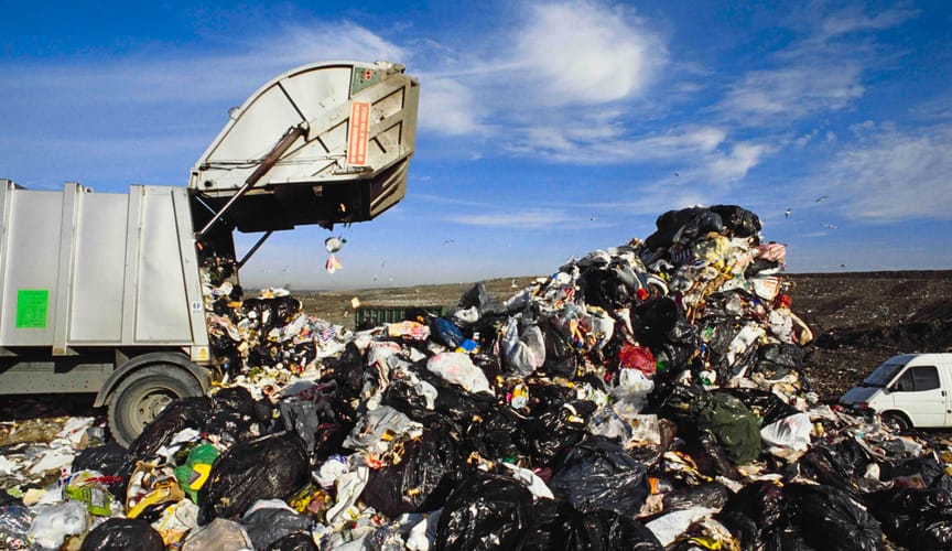 dumptruck at landfill