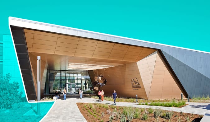 The angular facade of the California Air Resources Board facility