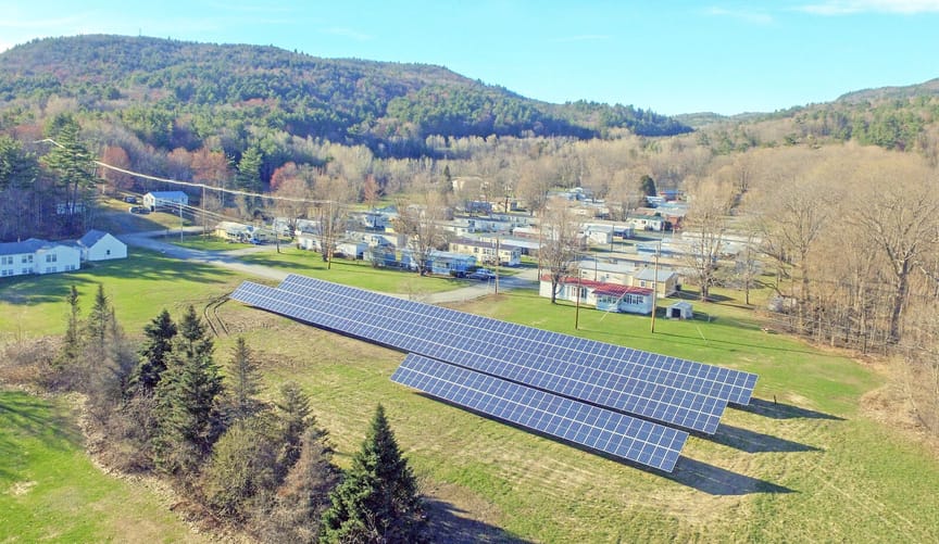 A small solar array in a residential neighborhood
