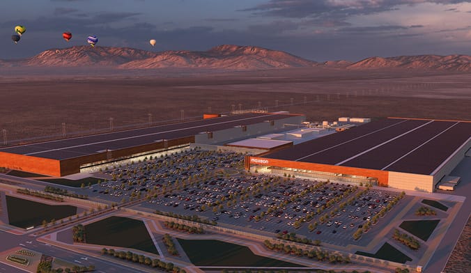 bird's-eye-view drawing of planned Maxeon factory