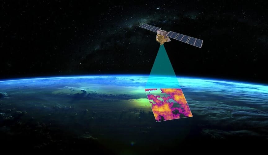 A graphic representation of MethaneSat, an Environmental Defense Fund satellite to be launched into orbit next week