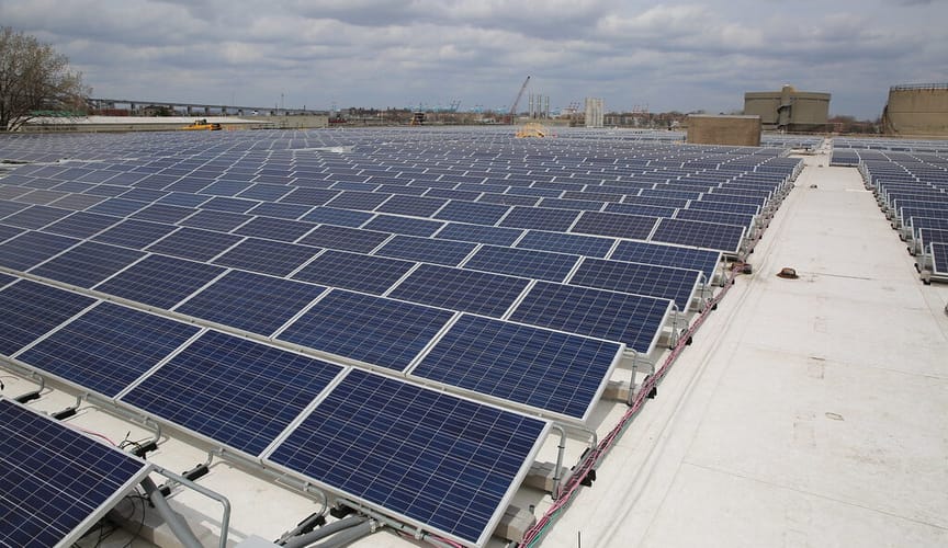 A solar array installed on a rooftop