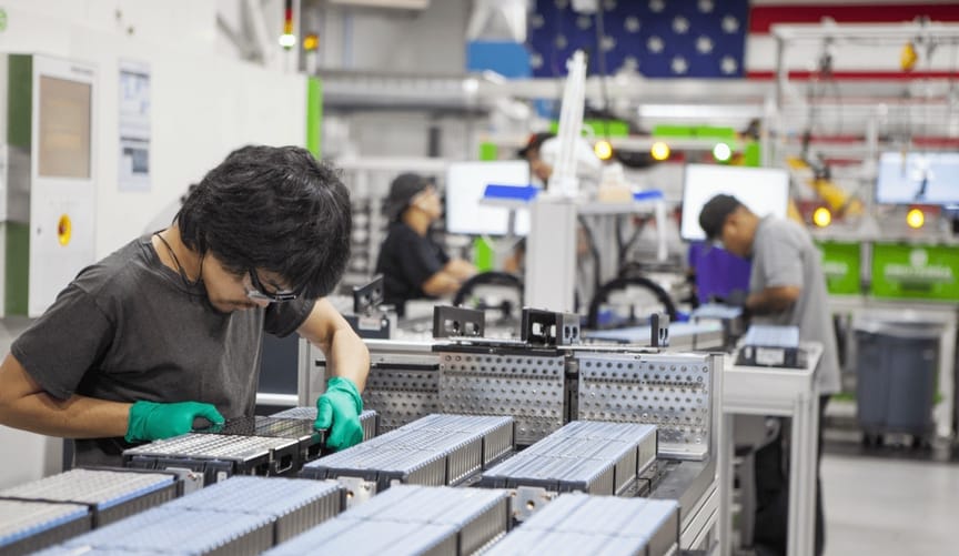 Employees at Proterra’s South Carolina battery factory.