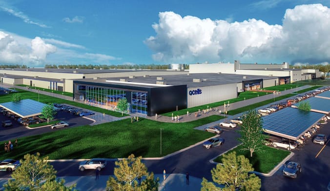 Artist rendering of the solar factory Qcells plans to build in Bartow County, Georgia.