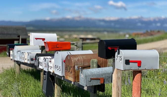 A row of mailboxes in the rural countryside?