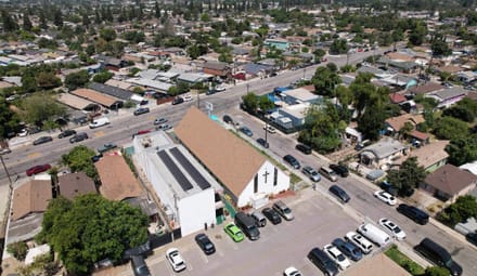 The solar array on the roof of the Watts-Willowbrook Church of Christ in Compton, California