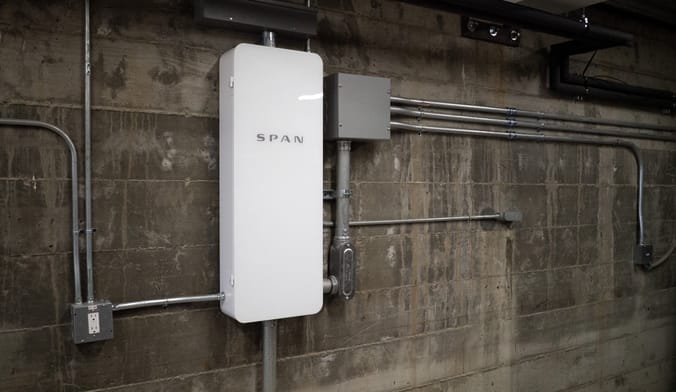 A smart electrical panel made by San Francisco-based startup Span installed in a basement