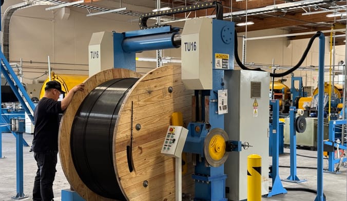 Carbon composite core being produced at startup TS Conductor's factory in Southern California.