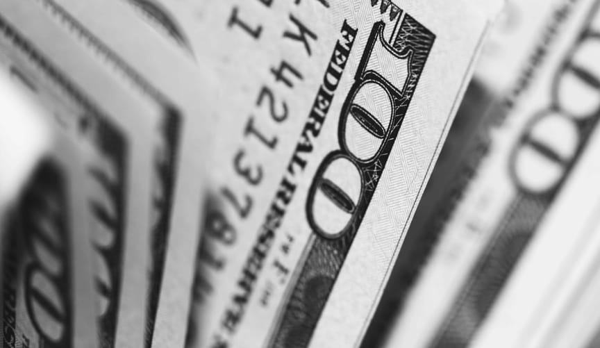 Close-up image of $100 bills